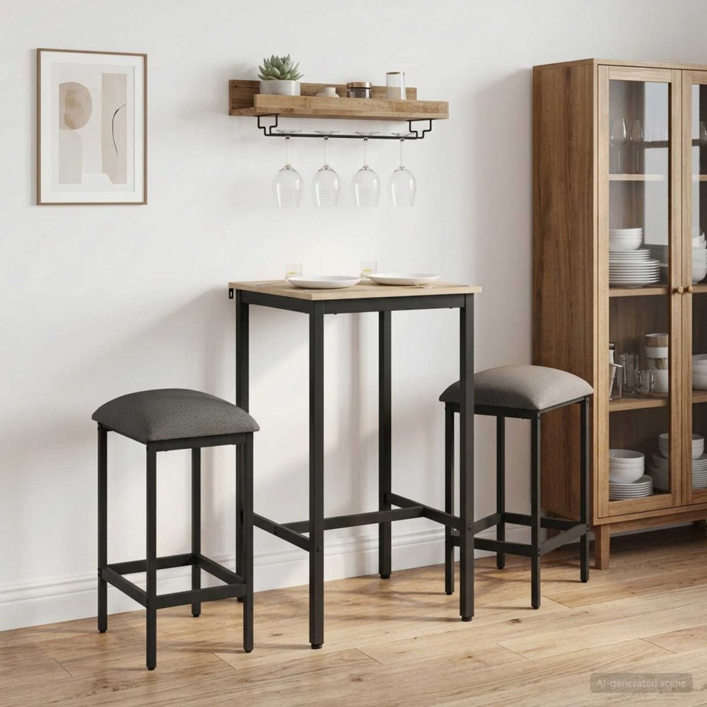 vidaXL Barpall 2 st Ljusgrå 40 x 32 x 74 cm Konstruerat trä