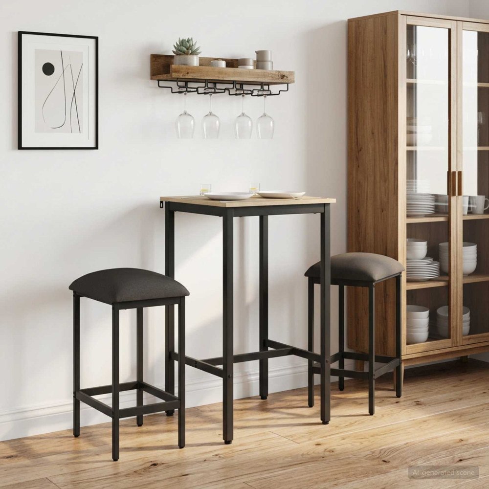 vidaXL Barpall 2 st Mörkgrå 40 x 32 x 74 cm Konstruerat trä