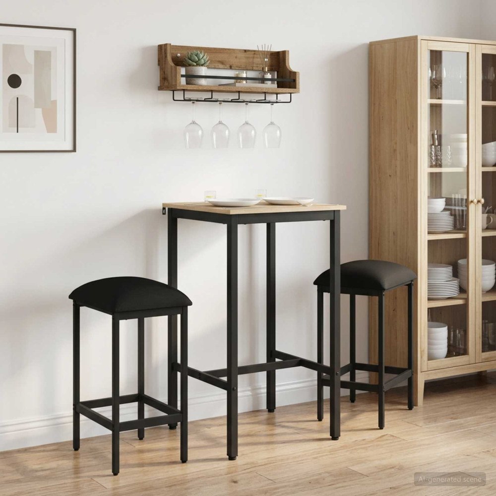 vidaXL Barpall 2 st Svart 40 x 32 x 74 cm Konstruerat trä