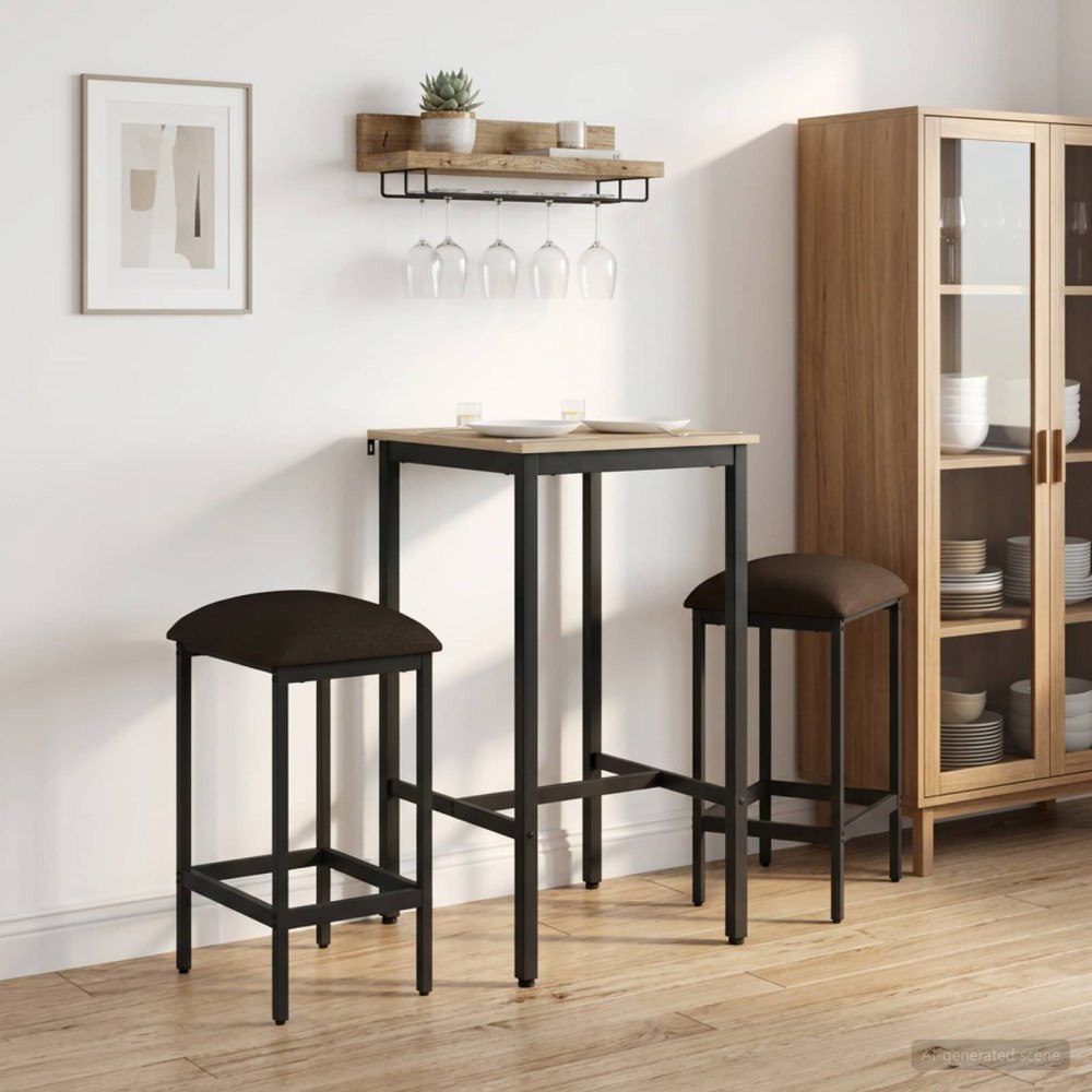 vidaXL Barpall 2 st Taupe 40 x 32 x 74 cm Konstruerat trä