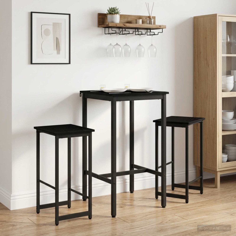 vidaXL Barpall 2 st Svart ek 40 x 32 x 74 cm Konstruerat trä