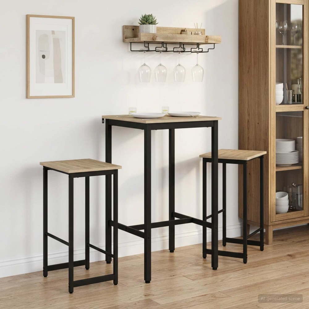 vidaXL Barpall 2 st Sonoma-ek 40 x 32 x 74 cm Konstruerat trä