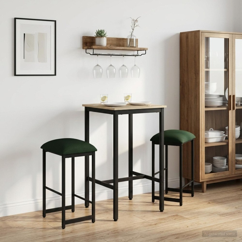 vidaXL Barpall 2 st Mörkgrön 40 x 32 x 74 cm Konstruerat trä