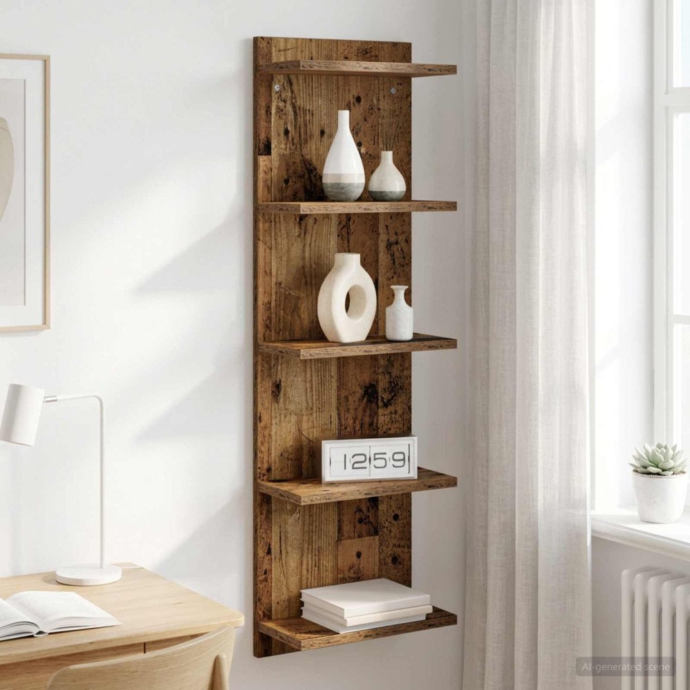 vidaXL Vägg hylla Gammalt trä 30 x 15 x 100 cm Konstruerat trä