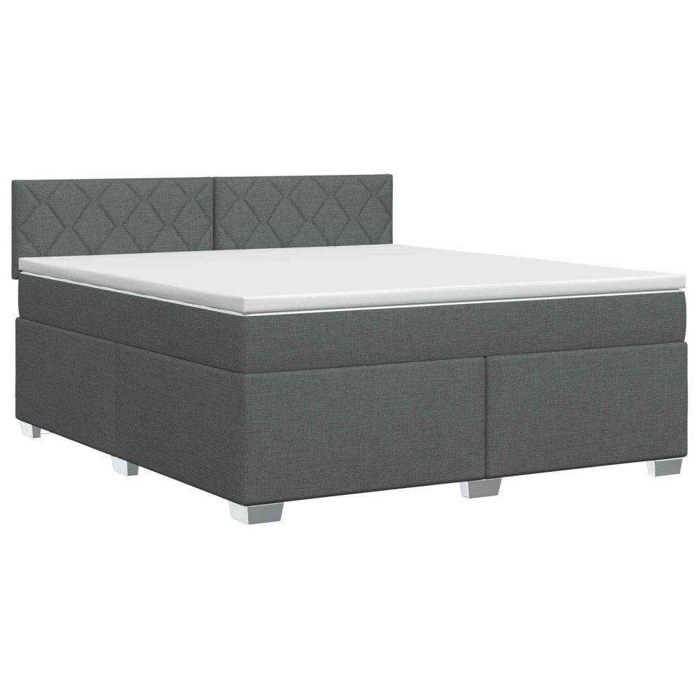 vidaXL Kontinentalsäng med madrass Mörkgrå 160 x 200 cm Tyg