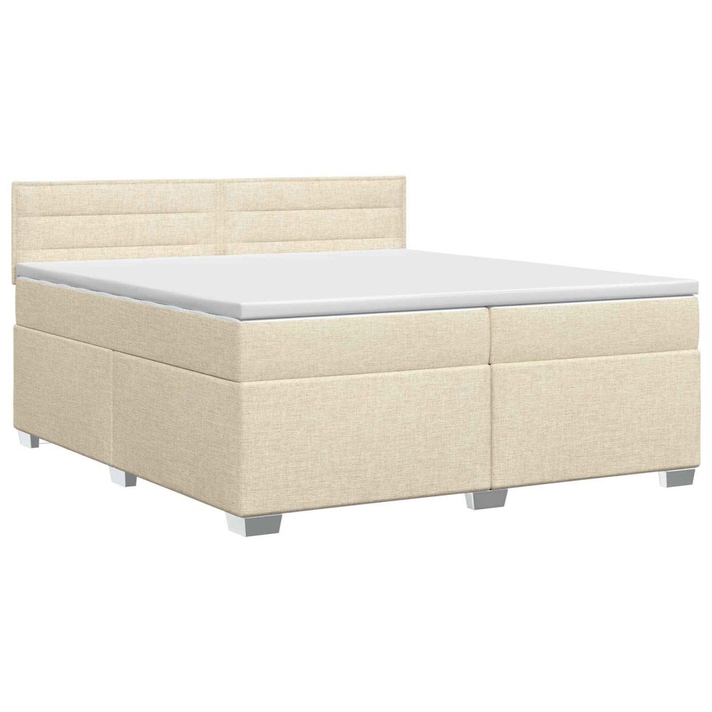 vidaXL Kontinentalsäng med madrass Gräddvit 200 x 200 cm Tyg