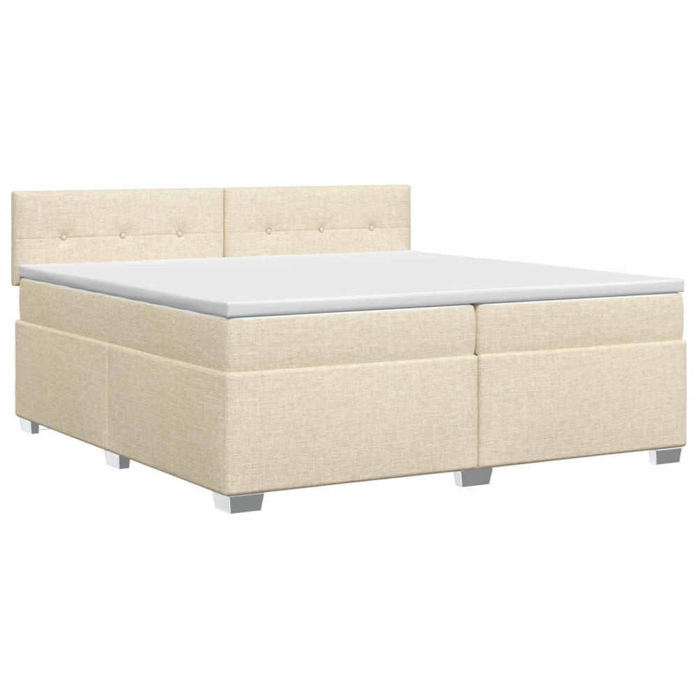 vidaXL Kontinentalsäng med madrass Gräddvit 200 x 200 cm Tyg