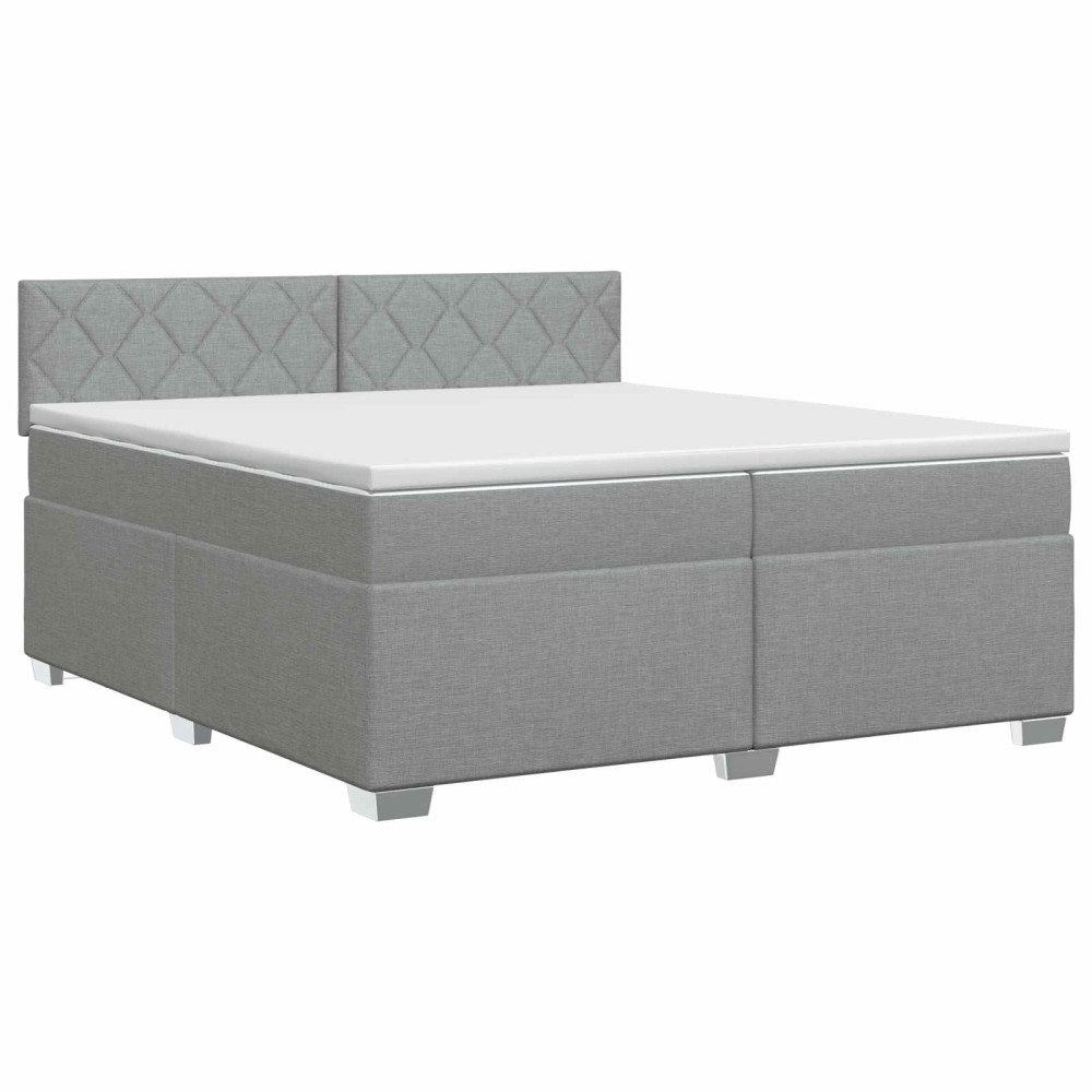 vidaXL Kontinentalsäng med madrass Ljusgrå 200 x 200 cm Tyg