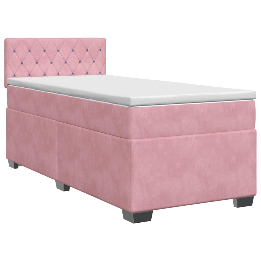 vidaXL Kontinentalsäng med madrass Rosa 90 x 200 cm Sammet