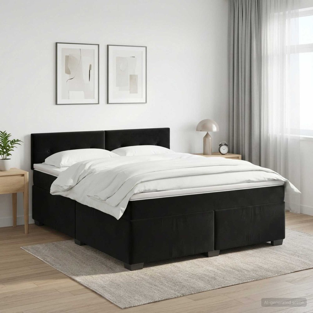 vidaXL Kontinentalsäng med madrass Svart 160 x 200 cm Sammet
