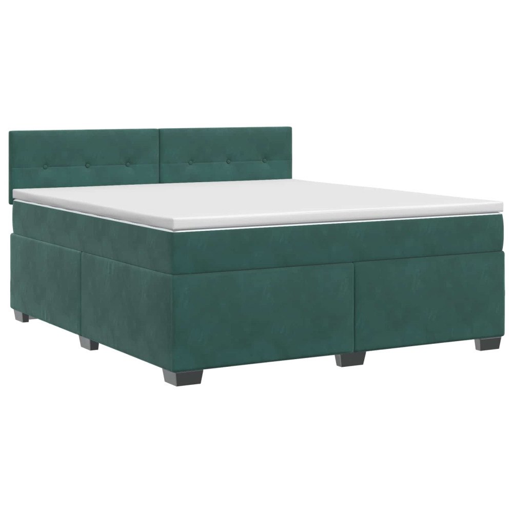 vidaXL Kontinentalsäng med madrass Mörkgrön 160 x 200 cm Sammet