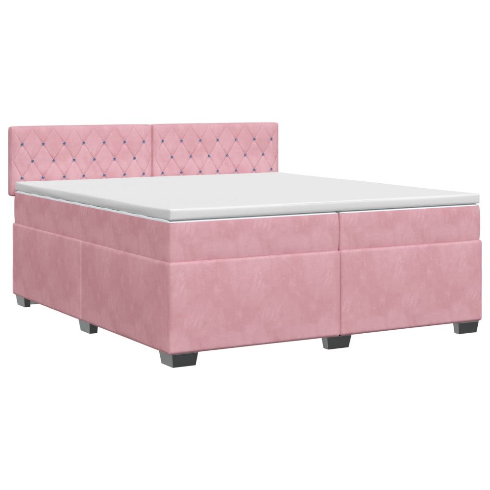 vidaXL Kontinentalsäng med madrass Rosa 200 x 200 cm Sammet