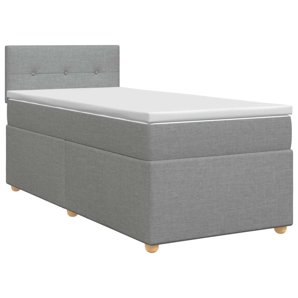 vidaXL Kontinentalsäng med madrass Ljusgrå 90 x 200 cm Tyg