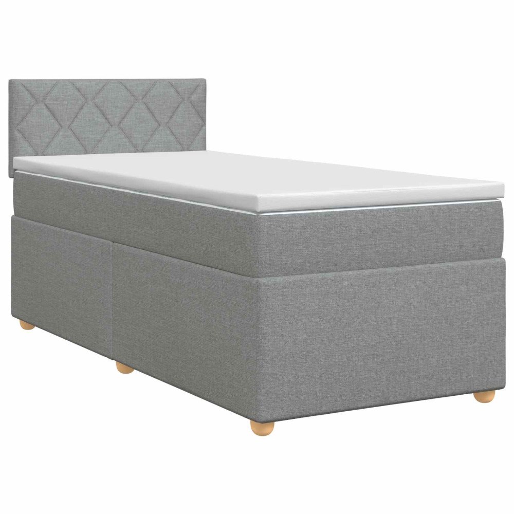 vidaXL Kontinentalsäng med madrass Ljusgrå 90 x 200 cm Tyg