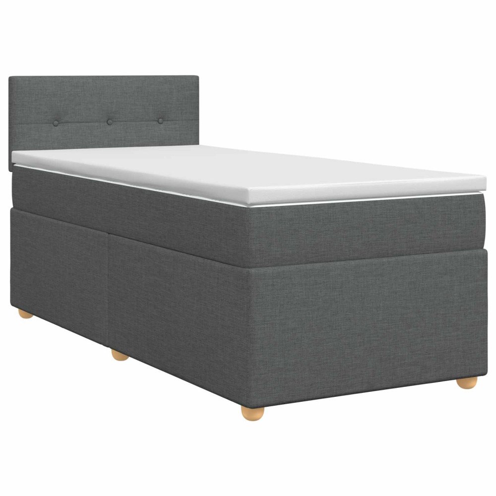 vidaXL Kontinentalsäng med madrass Mörkgrå 100 x 200 cm Tyg