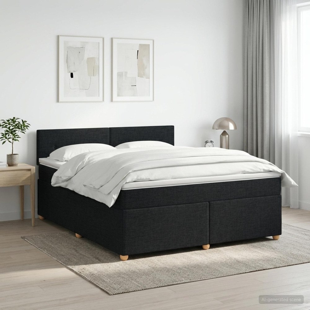 vidaXL Kontinentalsäng med madrass Svart 140 x 190 cm Tyg