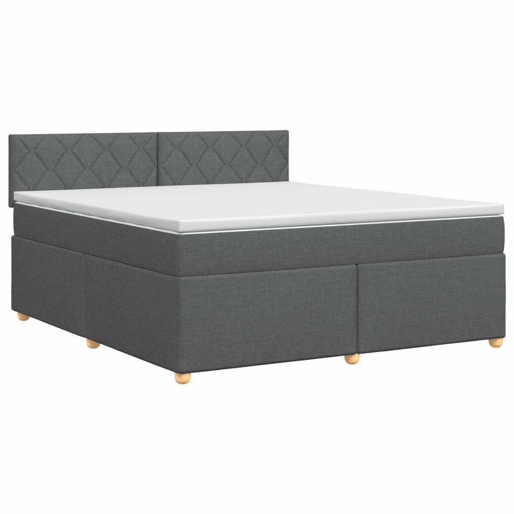 vidaXL Kontinentalsäng med madrass Mörkgrå 160 x 200 cm Tyg