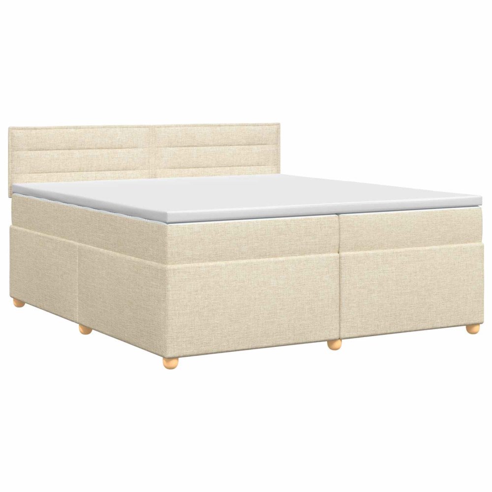vidaXL Kontinentalsäng med madrass Gräddvit 200 x 200 cm Tyg