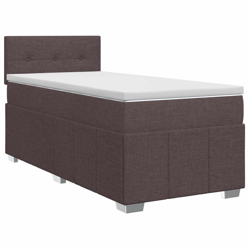 vidaXL Kontinentalsäng med madrass Mörkbrun 90 x 200 cm Tyg