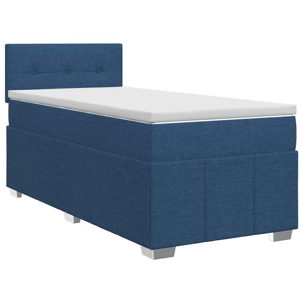 vidaXL Kontinentalsäng med madrass med huvudgavel Blå 100 x 200 cm Tyg