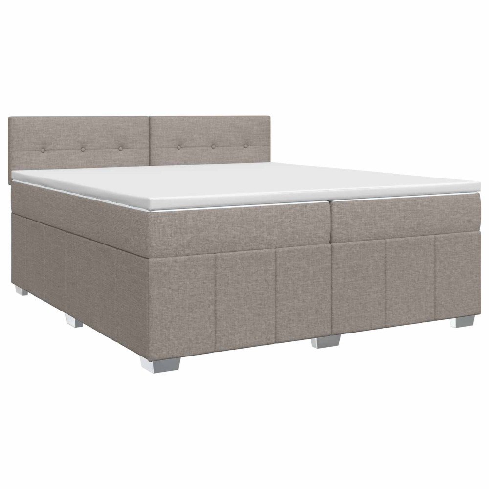 vidaXL Kontinentalsäng med madrass Taupe 200 x 200 cm Tyg