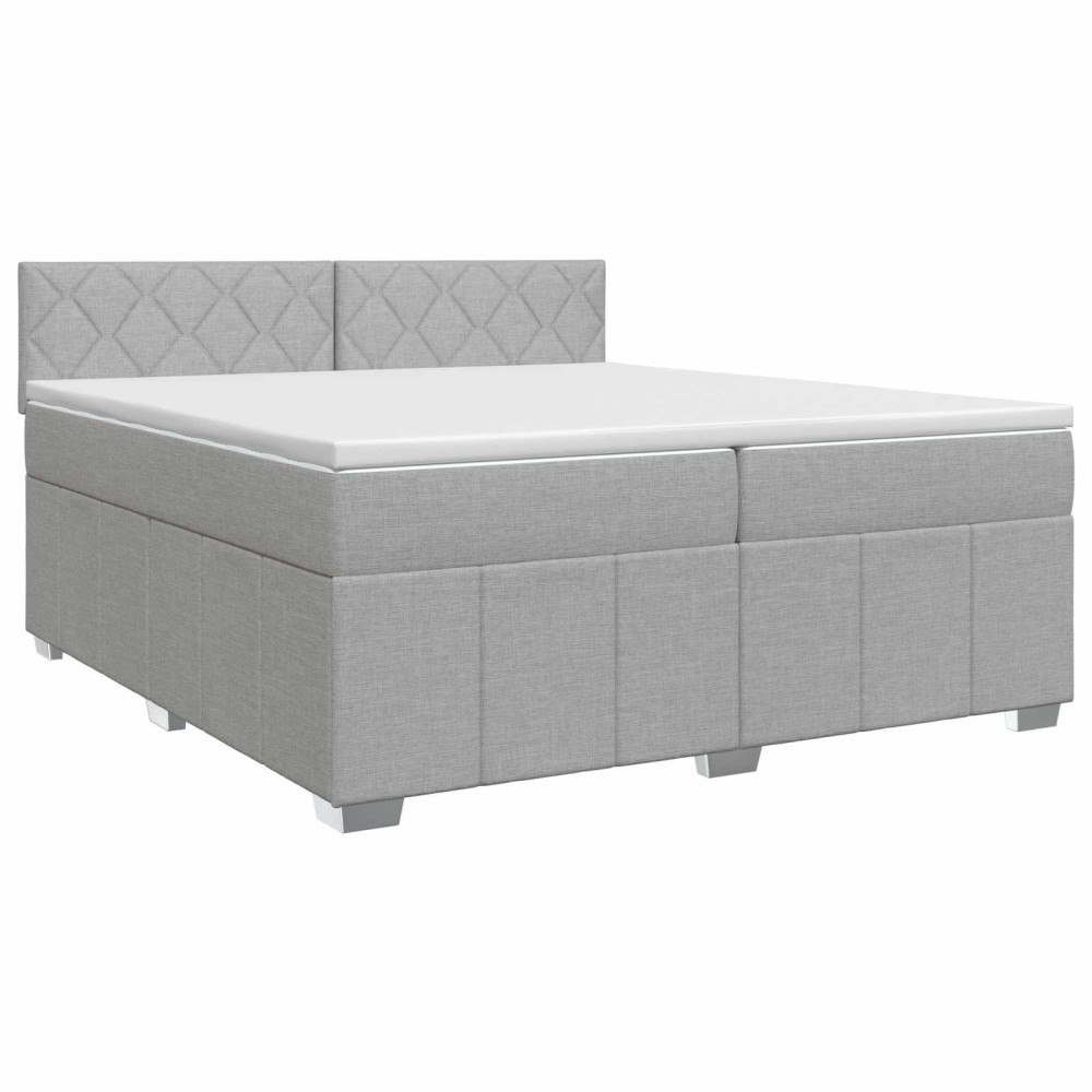 vidaXL Kontinentalsäng med madrass Ljusgrå 200 x 200 cm Tyg