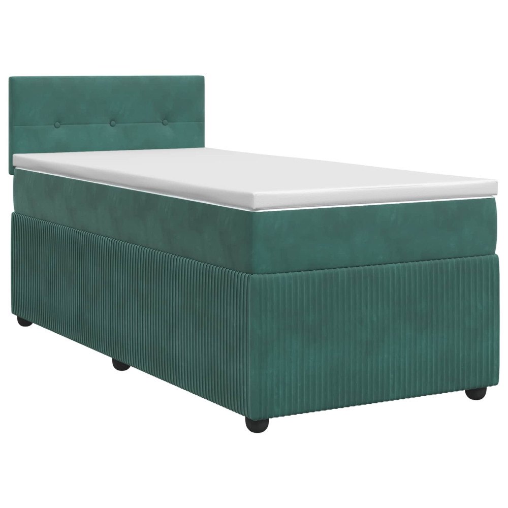 vidaXL Kontinentalsäng med madrass Mörkgrön 100 x 200 cm Sammet