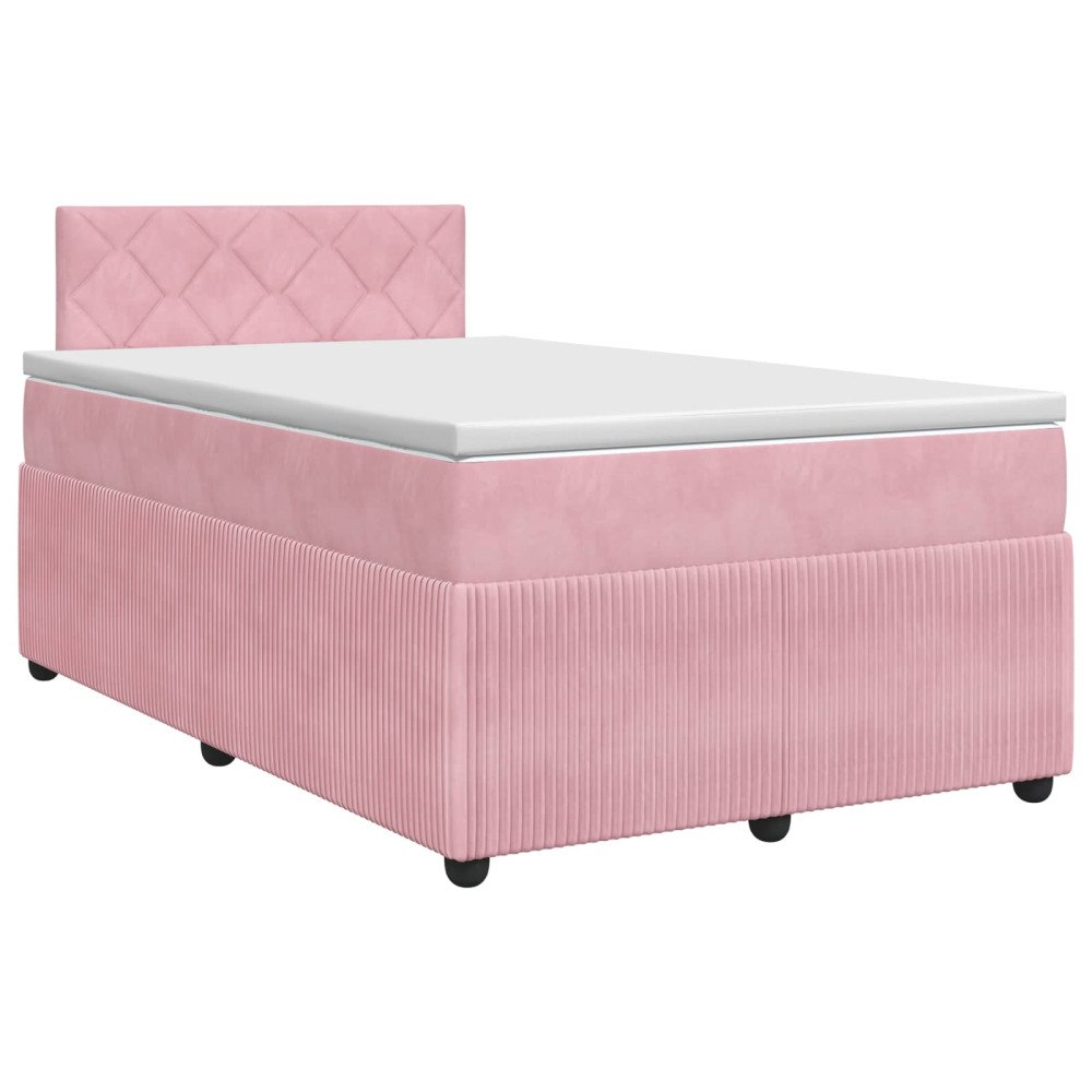 vidaXL Kontinentalsäng med madrass Rosa 120 x 190 cm Sammet