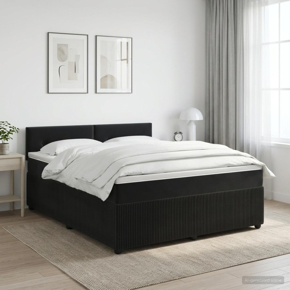 vidaXL Kontinentalsäng med madrass Svart 160 x 200 cm Sammet
