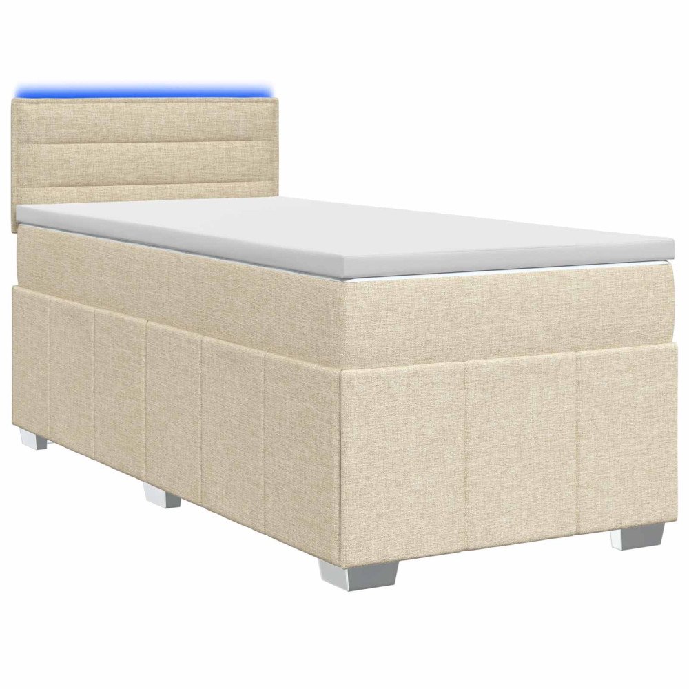vidaXL Kontinentalsäng med madrass Gräddvit 100 x 200 cm Tyg
