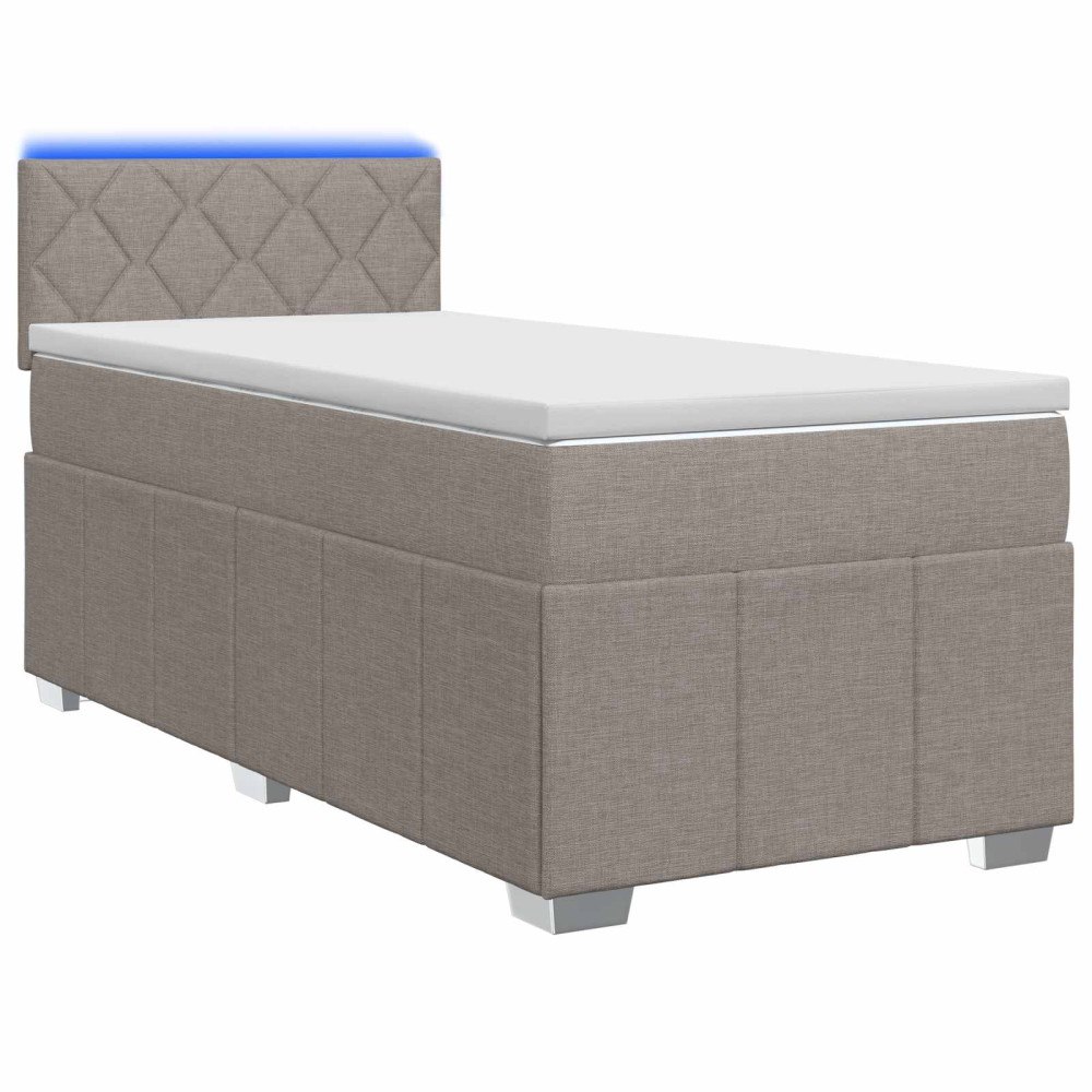 vidaXL Kontinentalsäng med madrass Taupe 100 x 200 cm Tyg