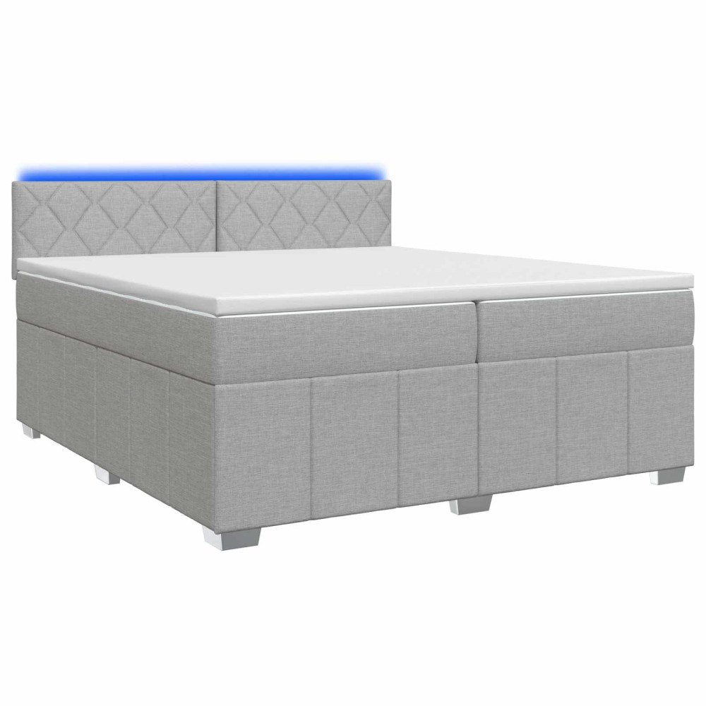 vidaXL Kontinentalsäng med madrass Ljusgrå 200 x 200 cm Tyg