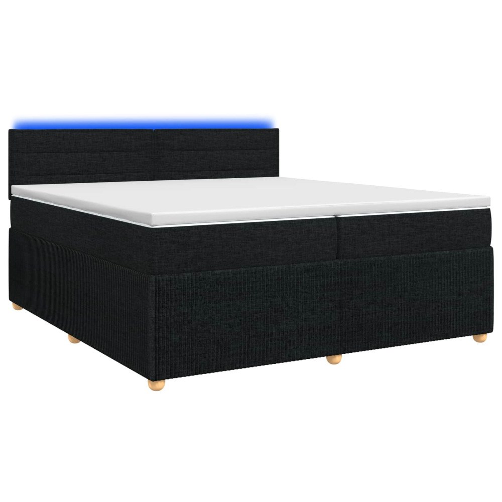 vidaXL Kontinentalsäng med madrass Svart 200 x 200 cm Tyg