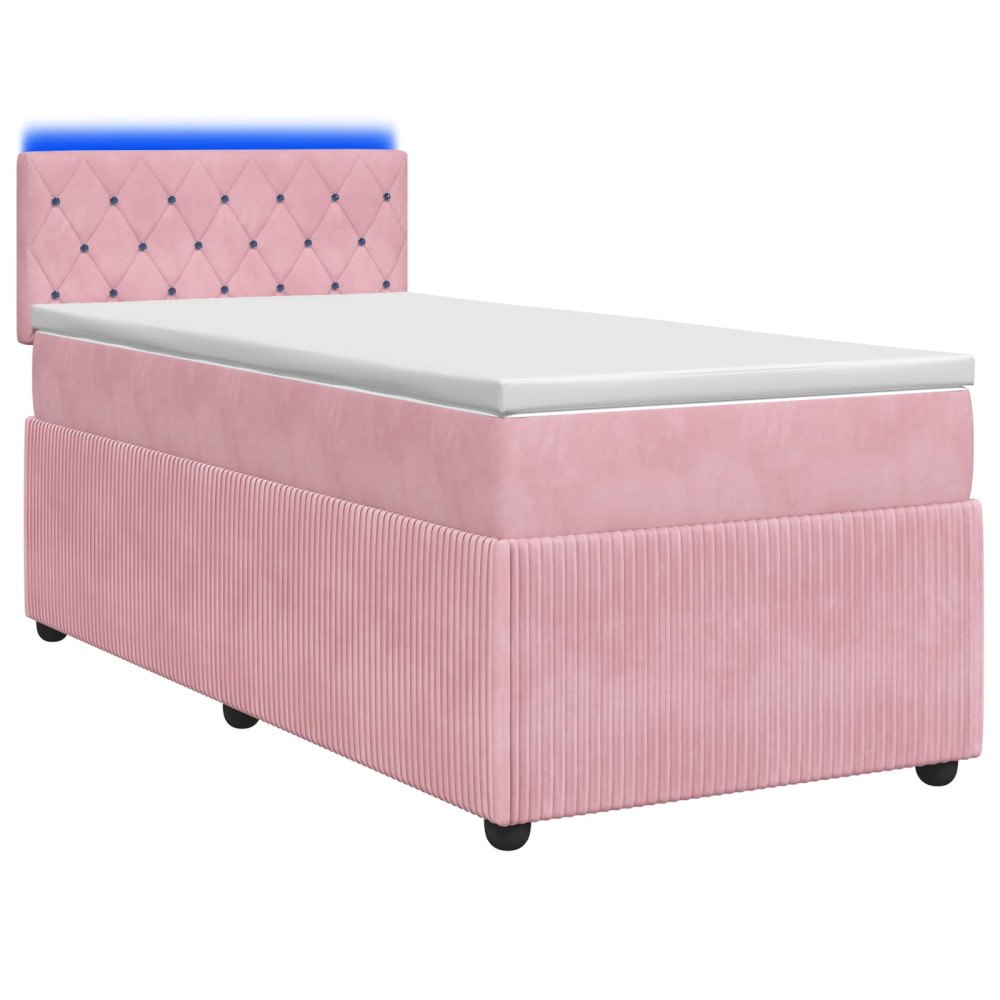 vidaXL Kontinentalsäng med madrass Rosa 90 x 200 cm Sammet
