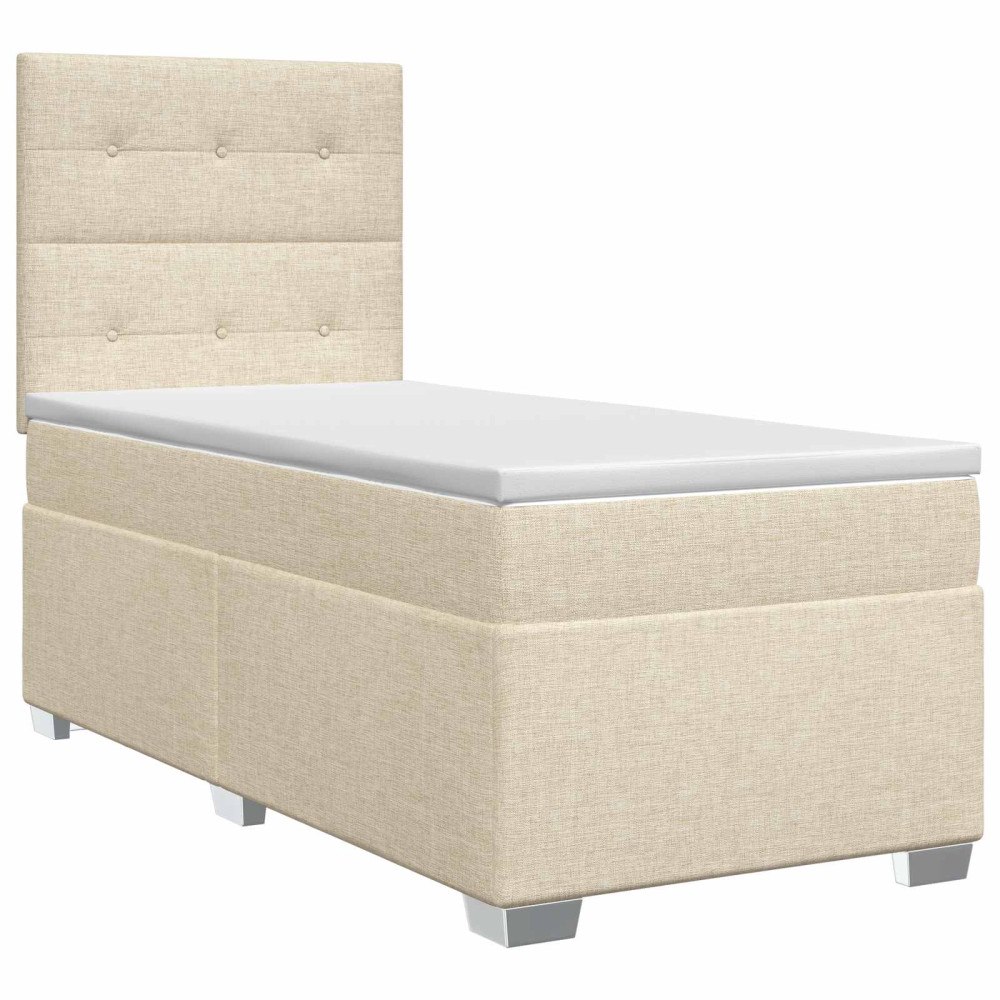 vidaXL Kontinentalsäng med madrass Gräddvit 80 x 200 cm Tyg
