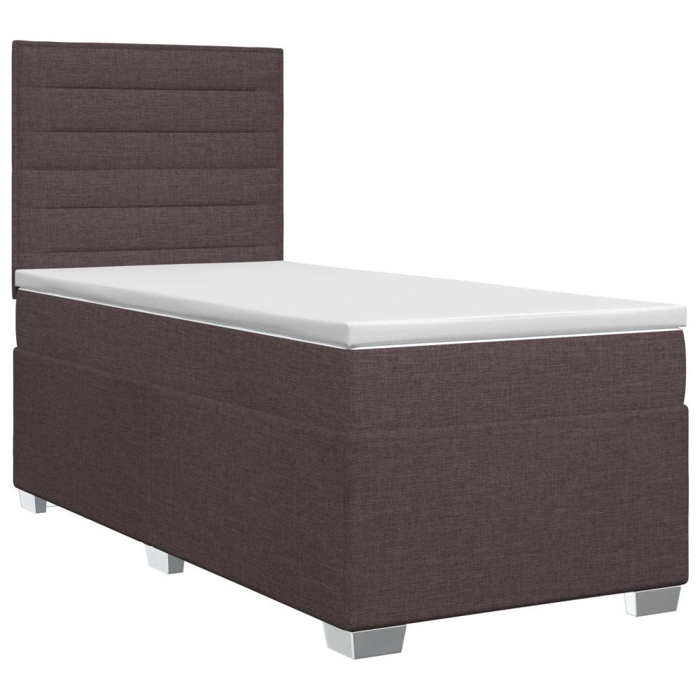 vidaXL Kontinentalsäng med madrass Mörkbrun 90 x 190 cm Tyg