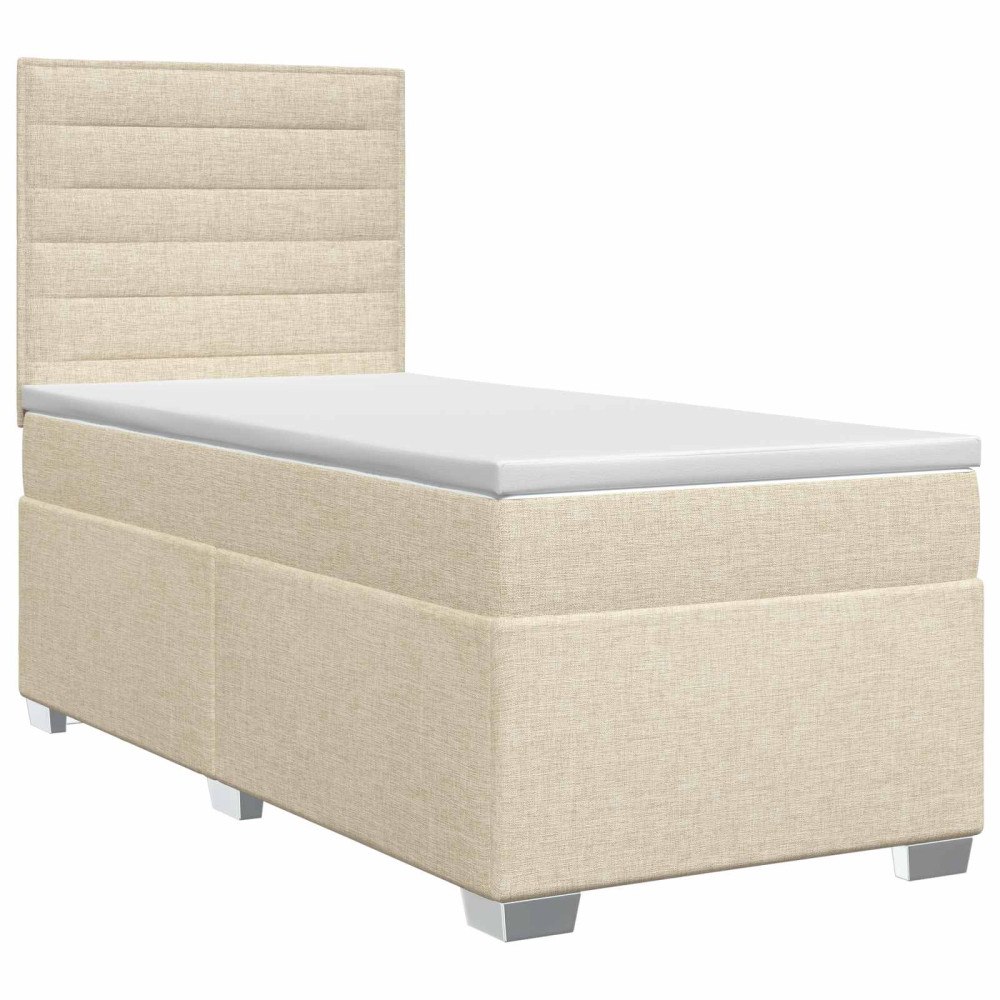 vidaXL Kontinentalsäng med madrass Gräddvit 90 x 190 cm Tyg