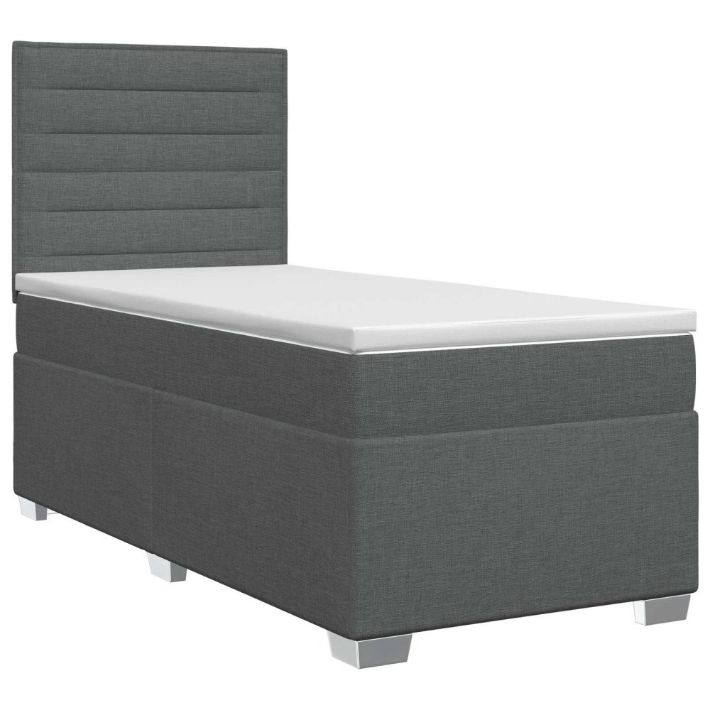 vidaXL Kontinentalsäng med madrass Mörkgrå 90 x 200 cm Tyg
