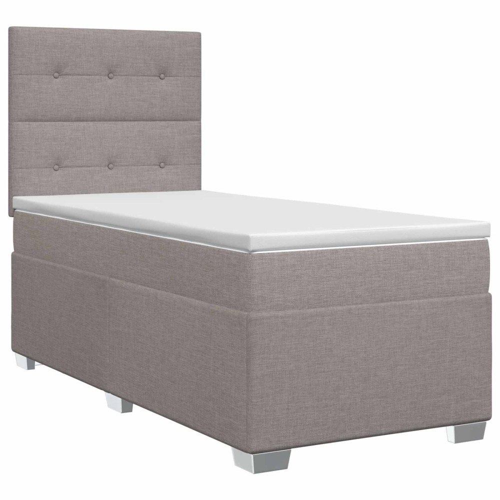 vidaXL Kontinentalsäng med madrass Taupe 100 x 200 cm Tyg