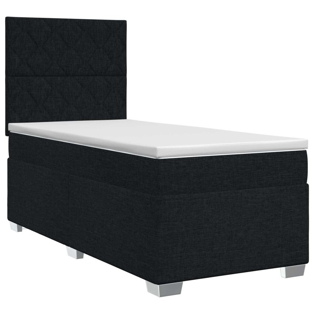vidaXL Kontinentalsäng med madrass Svart 100 x 200 cm Tyg