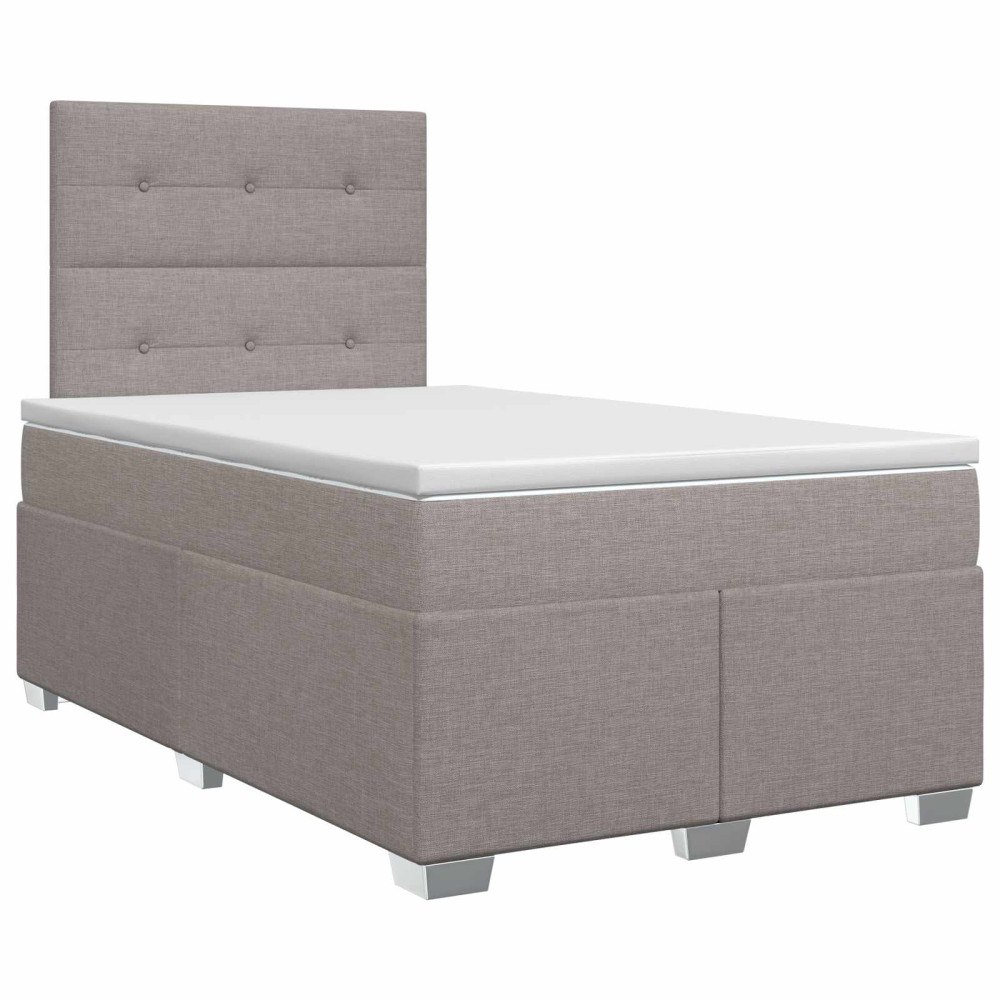vidaXL Kontinentalsäng med madrass Taupe 120 x 200 cm Tyg