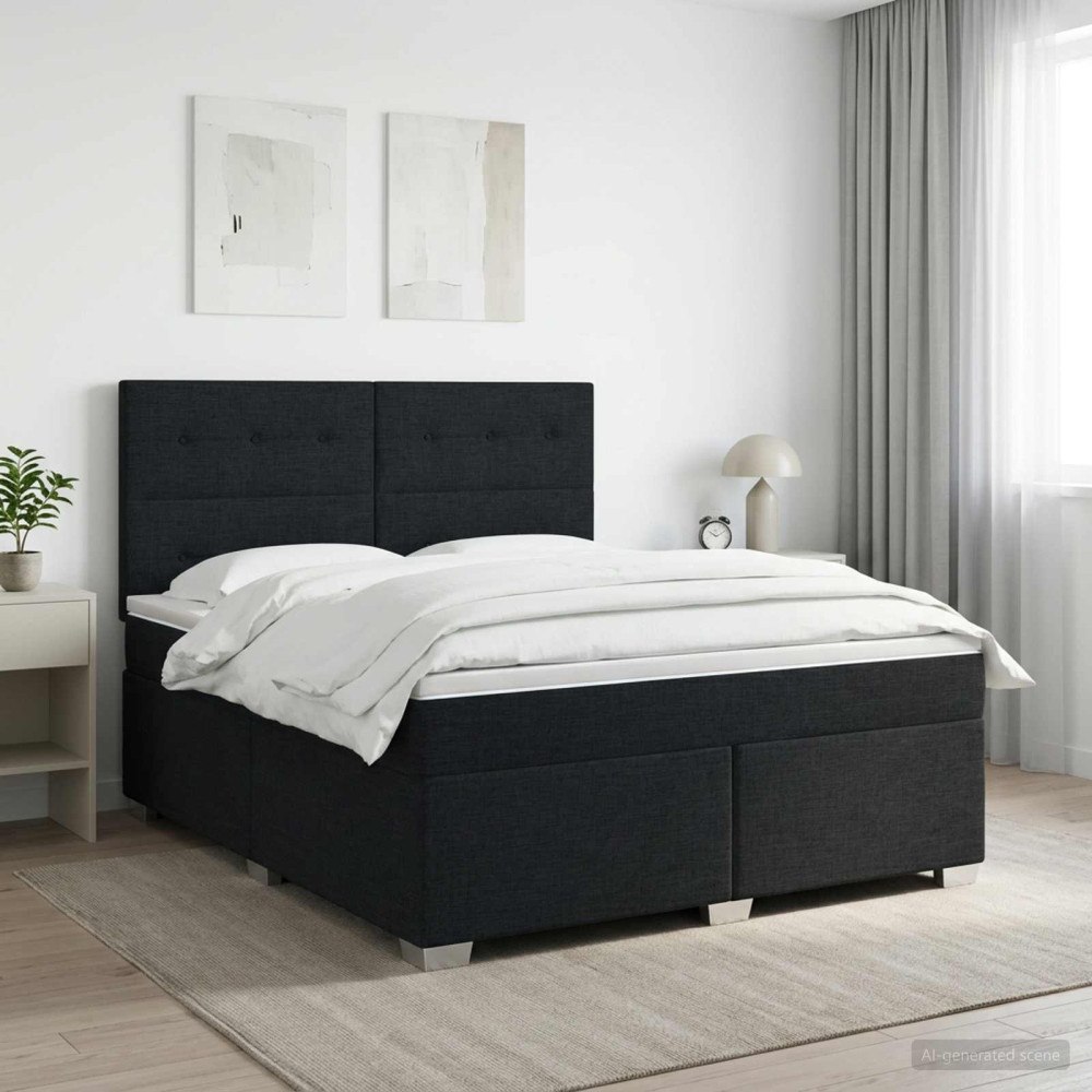 vidaXL Kontinentalsäng med madrass Svart 140 x 200 cm Tyg