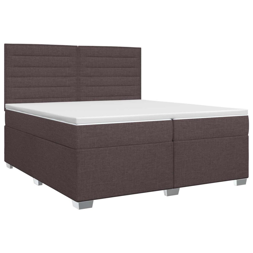vidaXL Kontinentalsäng med madrass Mörkbrun 200 x 200 cm Tyg