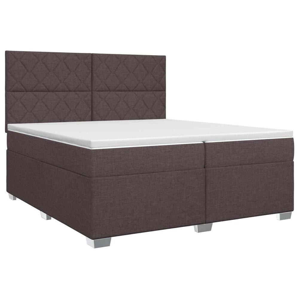 vidaXL Kontinentalsäng med madrass Mörkbrun 200 x 200 cm Tyg