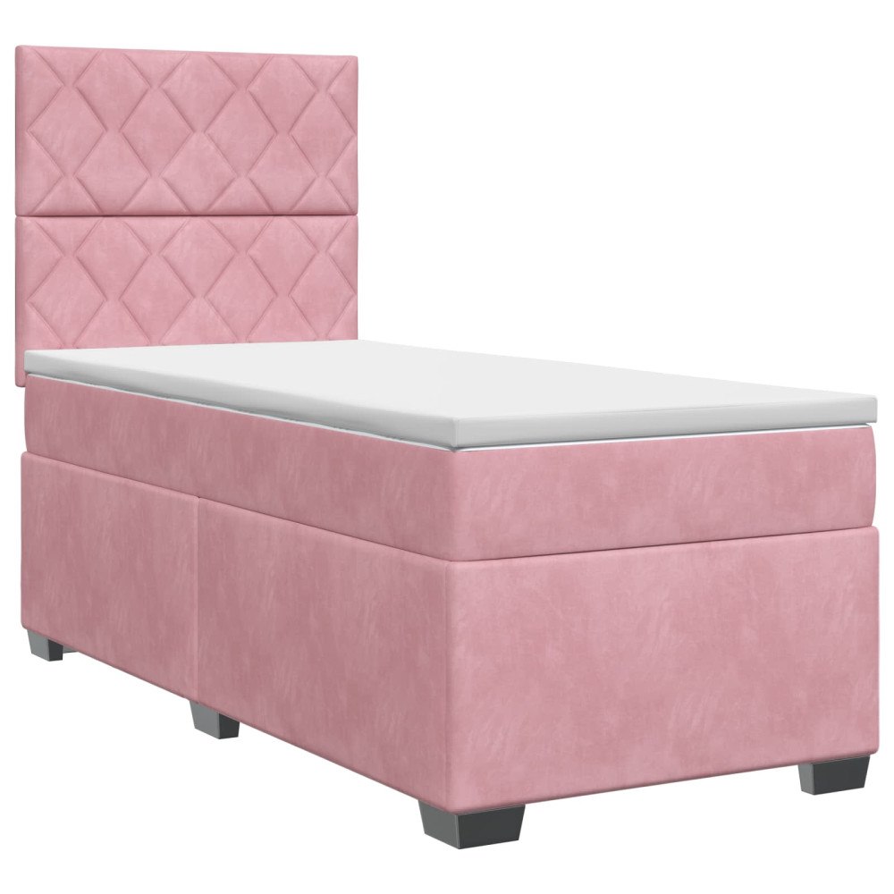 vidaXL Kontinentalsäng med madrass Rosa 90 x 200 cm Sammet