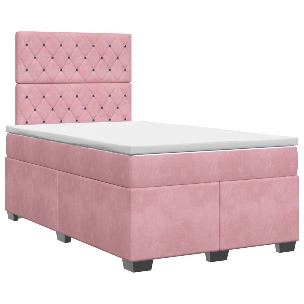 vidaXL Kontinentalsäng med madrass Rosa 120 x 200 cm Sammet