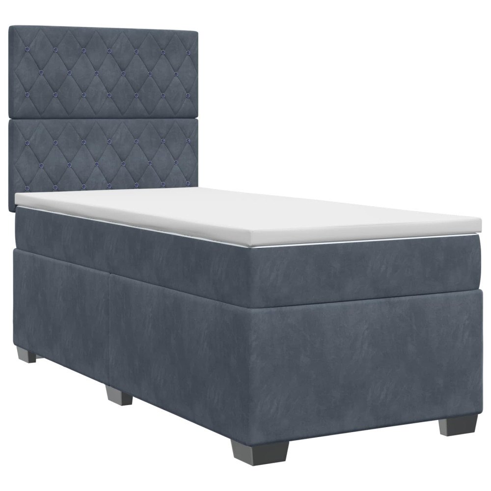 vidaXL Kontinentalsäng med madrass med huvudgavel Mörkgrå Enkel Sammet