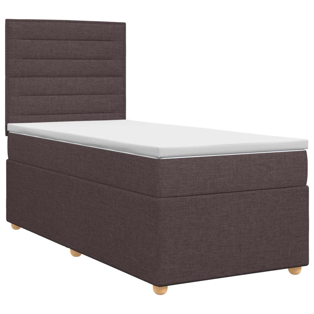 vidaXL Kontinentalsäng med madrass Mörkbrun 90 x 190 cm Tyg