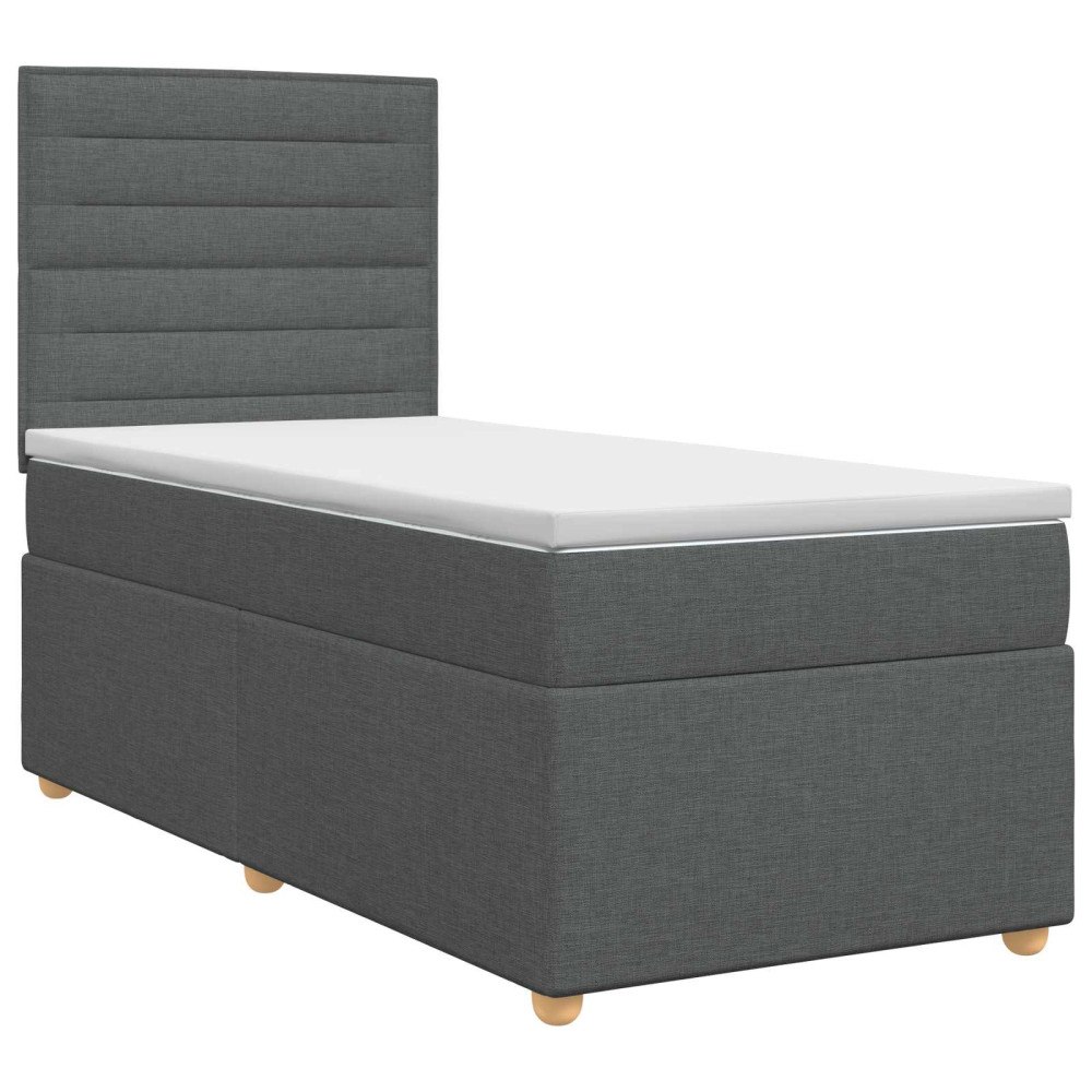 vidaXL Kontinentalsäng med madrass Mörkgrå 90 x 200 cm Tyg