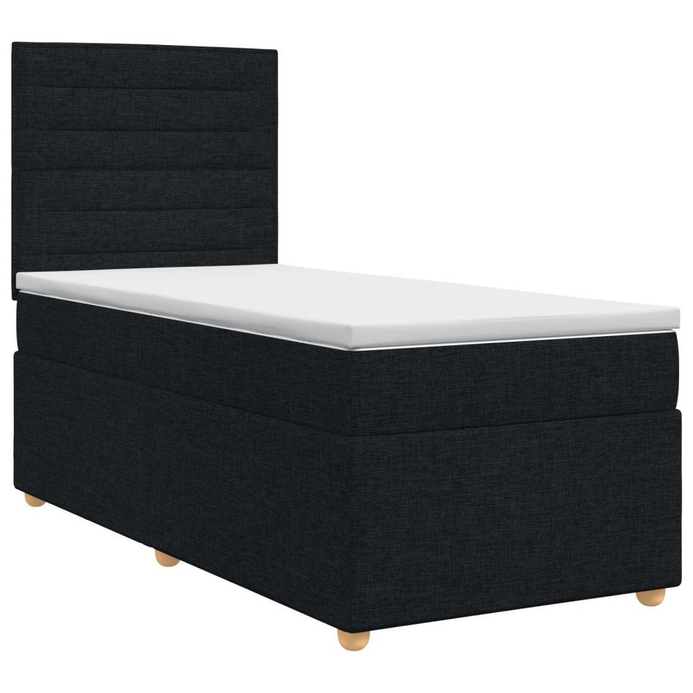 vidaXL Kontinentalsäng med madrass Svart 100 x 200 cm Tyg